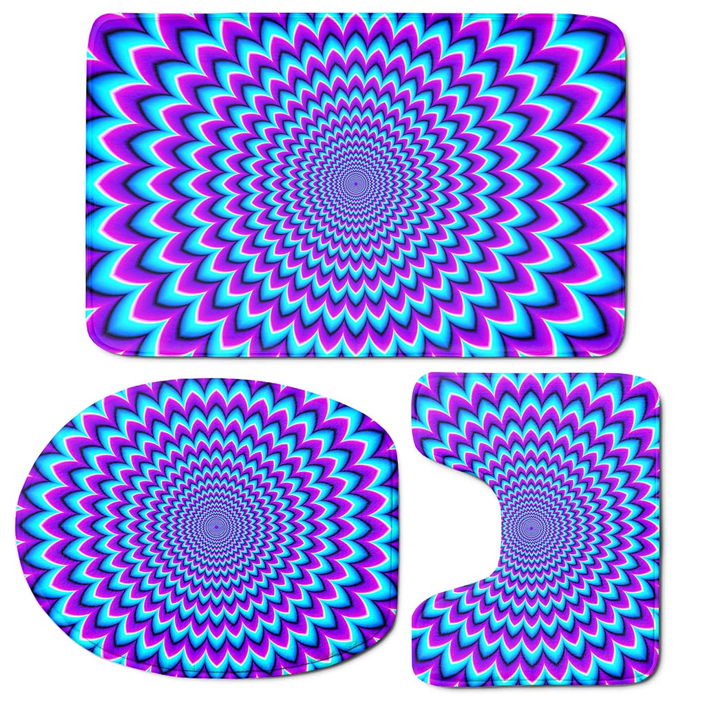Blue Expansion Moving Optical Illusion 3 Piece Bath Mat Set