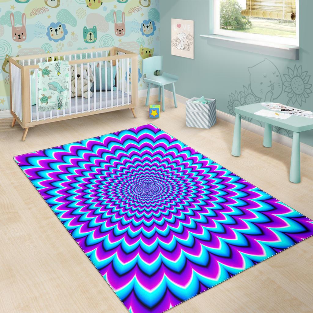 Blue Expansion Moving Optical Illusion Area Rug GearFrost