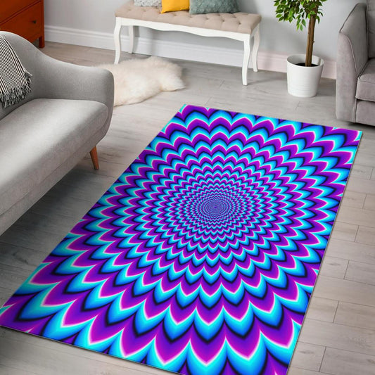 Blue Expansion Moving Optical Illusion Area Rug GearFrost