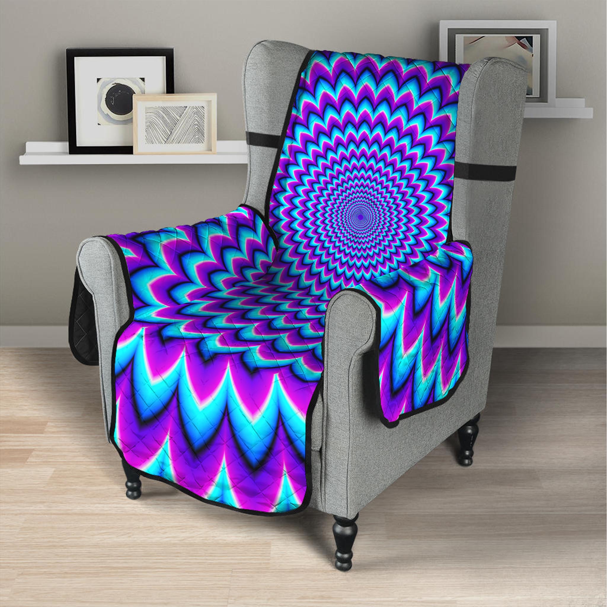 Blue Expansion Moving Optical Illusion Armchair Protector