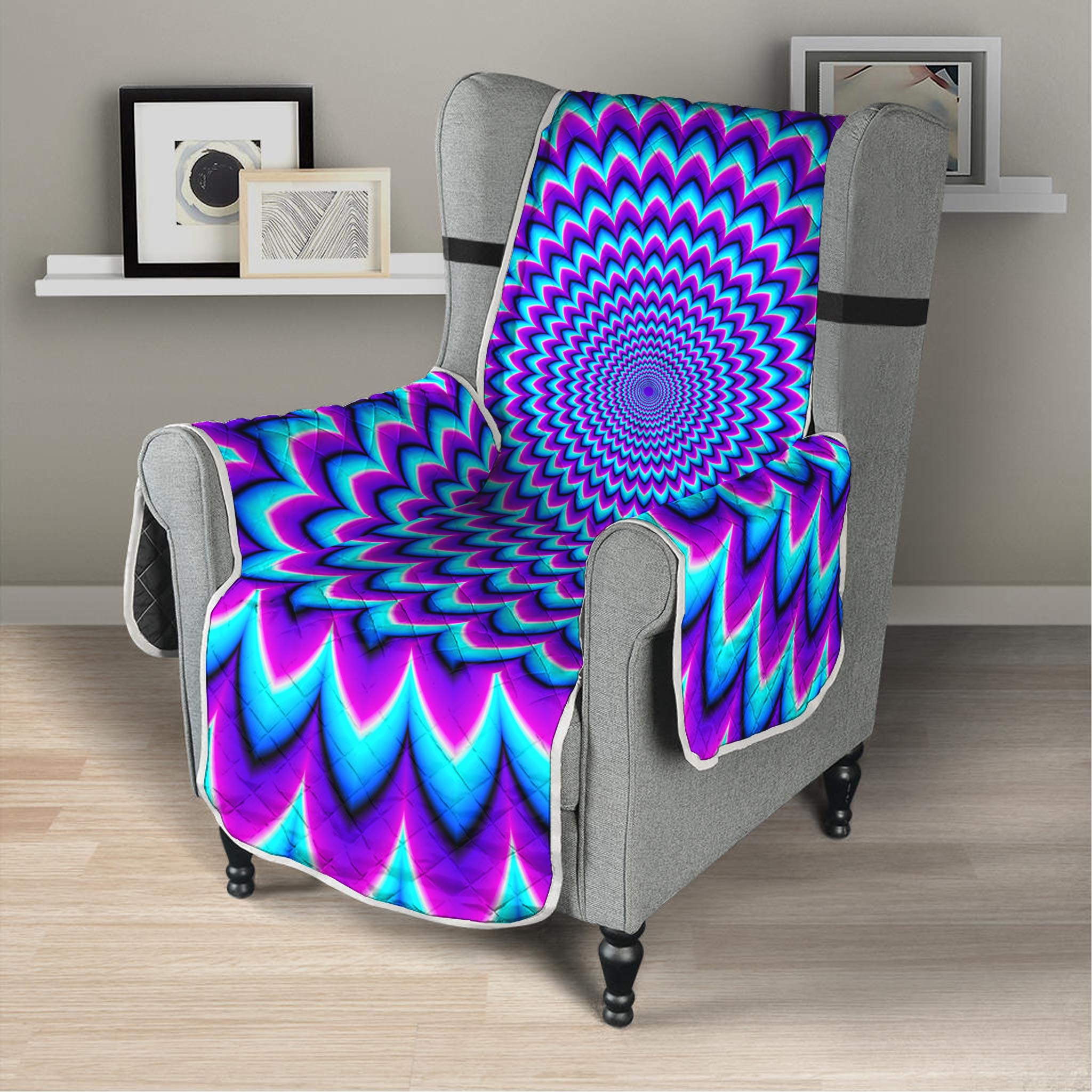 Blue Expansion Moving Optical Illusion Armchair Protector