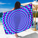 Blue Expansion Moving Optical Illusion Beach Sarong Wrap