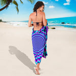 Blue Expansion Moving Optical Illusion Beach Sarong Wrap