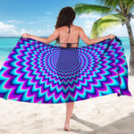 Blue Expansion Moving Optical Illusion Beach Sarong Wrap