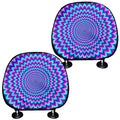 Blue Expansion Moving Optical Illusion Car Headrest Covers