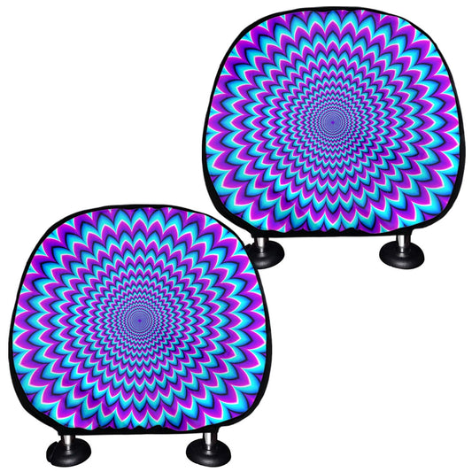 Blue Expansion Moving Optical Illusion Car Headrest Covers