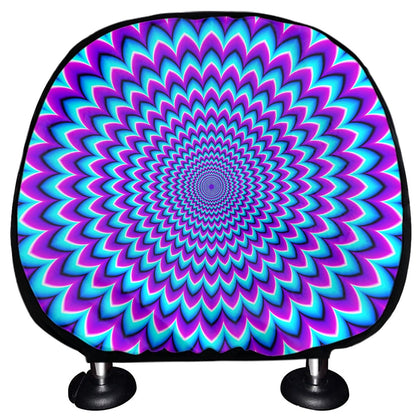Blue Expansion Moving Optical Illusion Car Headrest Covers