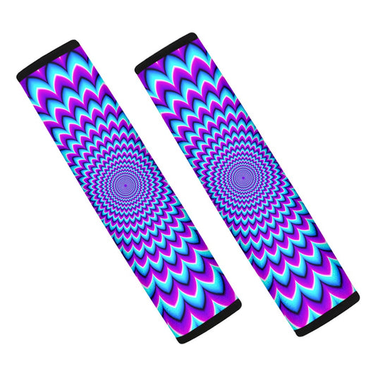 Blue Expansion Moving Optical Illusion Car Seat Belt Covers