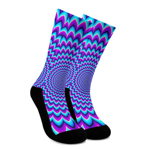 Blue Expansion Moving Optical Illusion Crew Socks