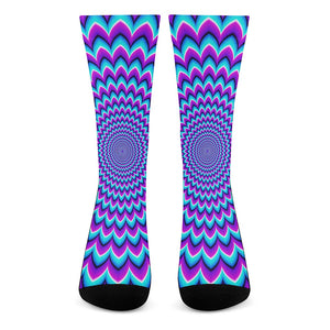 Blue Expansion Moving Optical Illusion Crew Socks