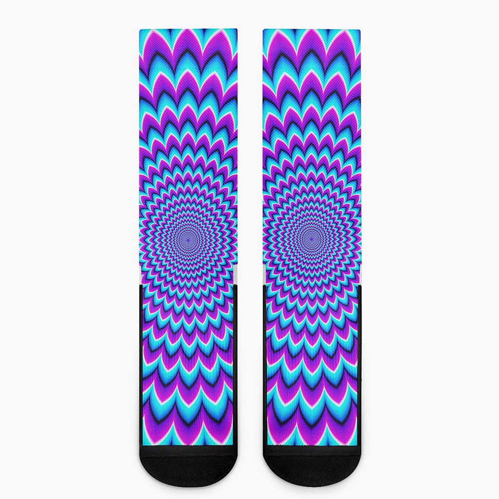 Blue Expansion Moving Optical Illusion Crew Socks