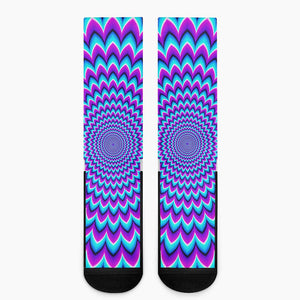 Blue Expansion Moving Optical Illusion Crew Socks