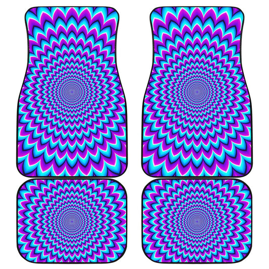 Blue Expansion Moving Optical Illusion Front and Back Car Floor Mats