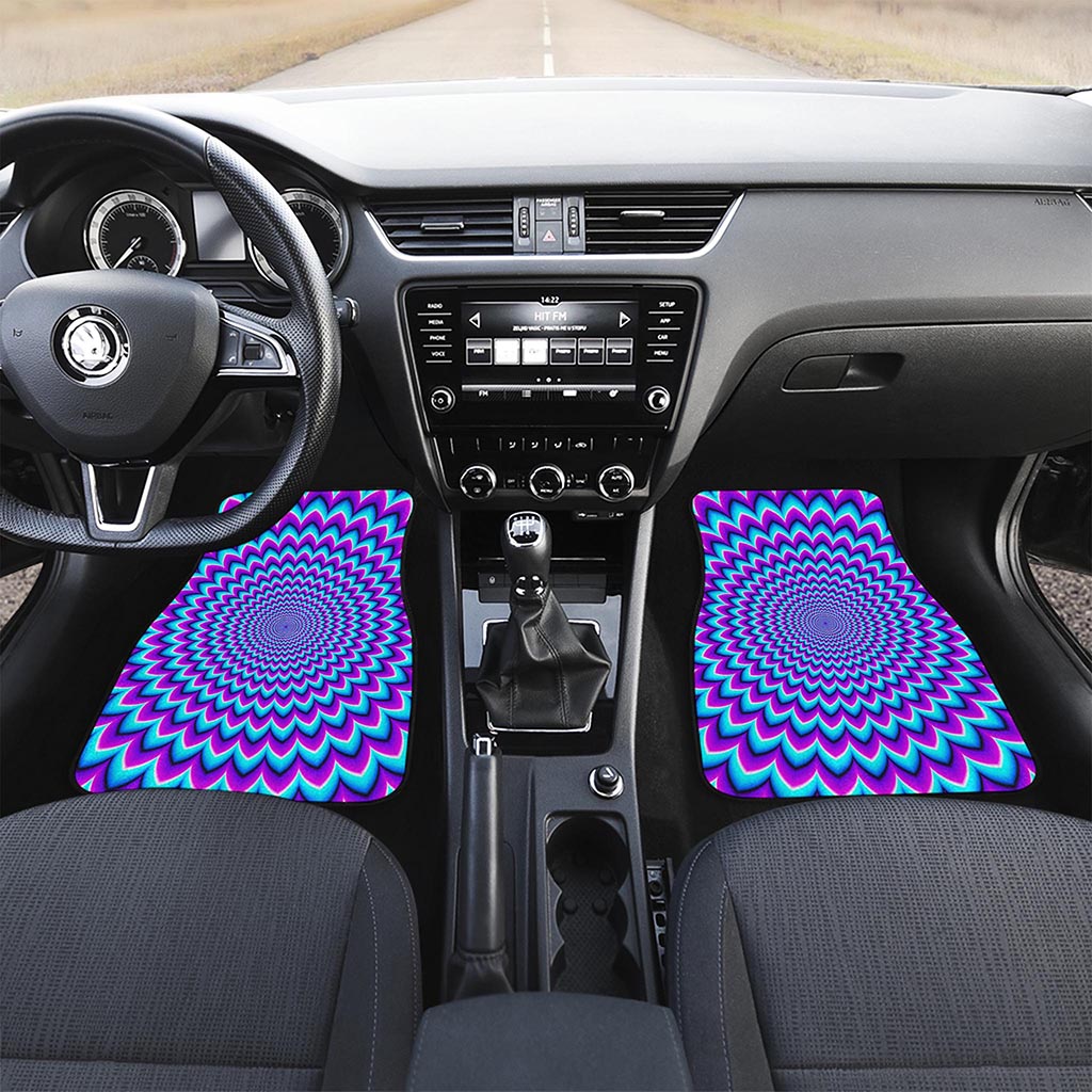 Blue Expansion Moving Optical Illusion Front and Back Car Floor Mats