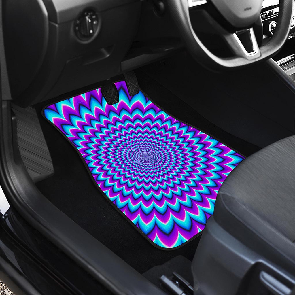 Blue Expansion Moving Optical Illusion Front and Back Car Floor Mats
