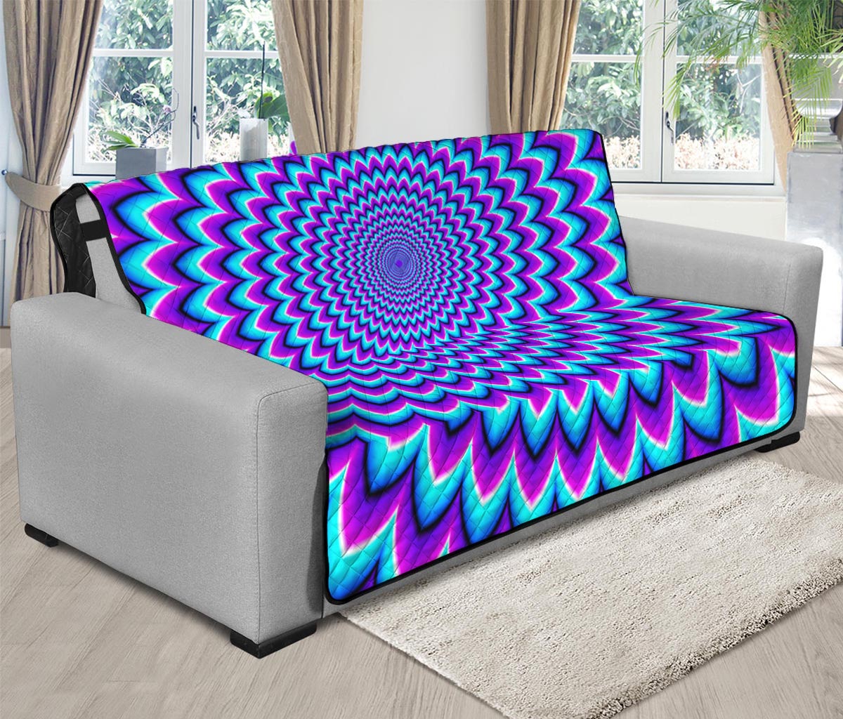 Blue Expansion Moving Optical Illusion Futon Protector