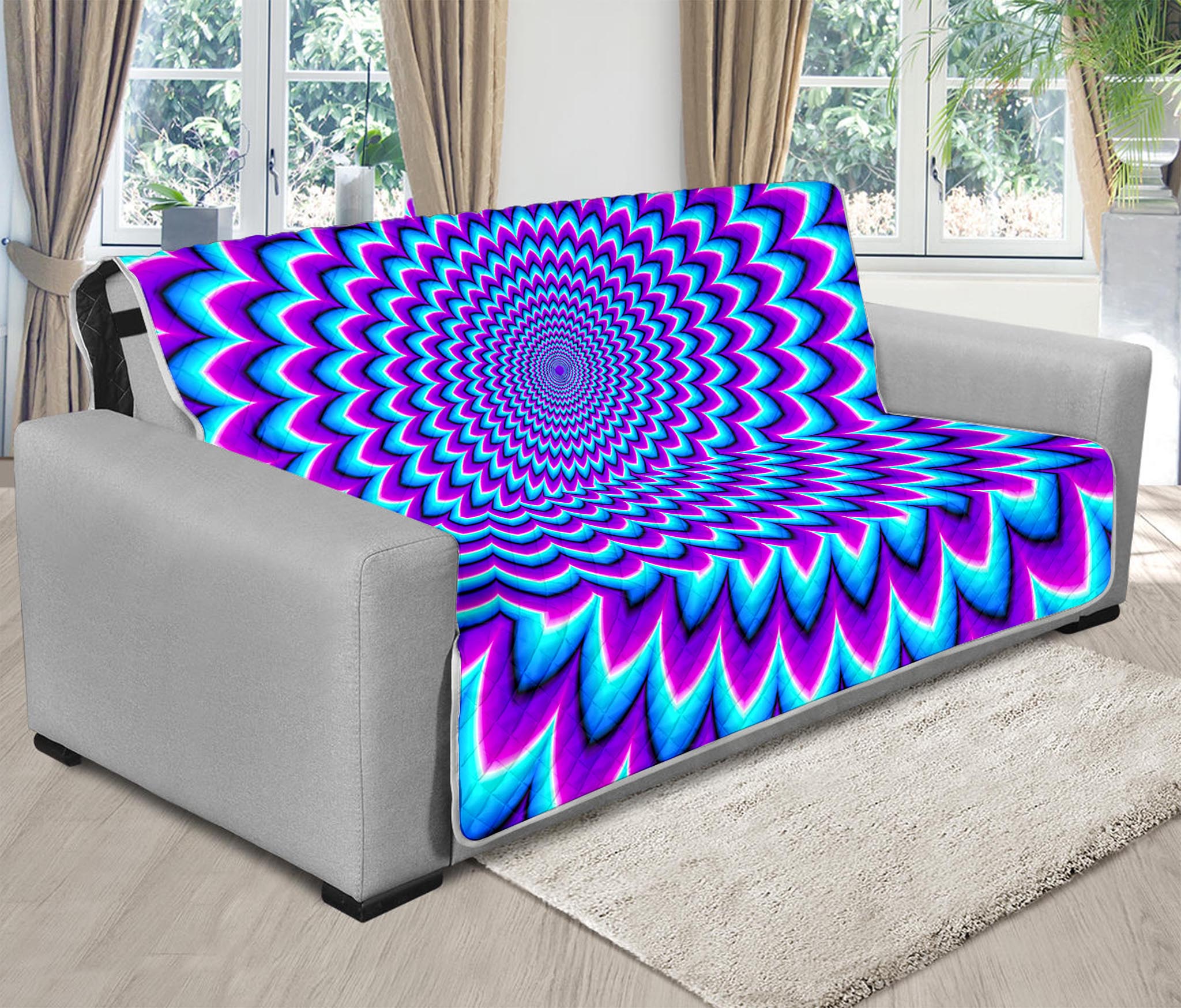 Blue Expansion Moving Optical Illusion Futon Protector