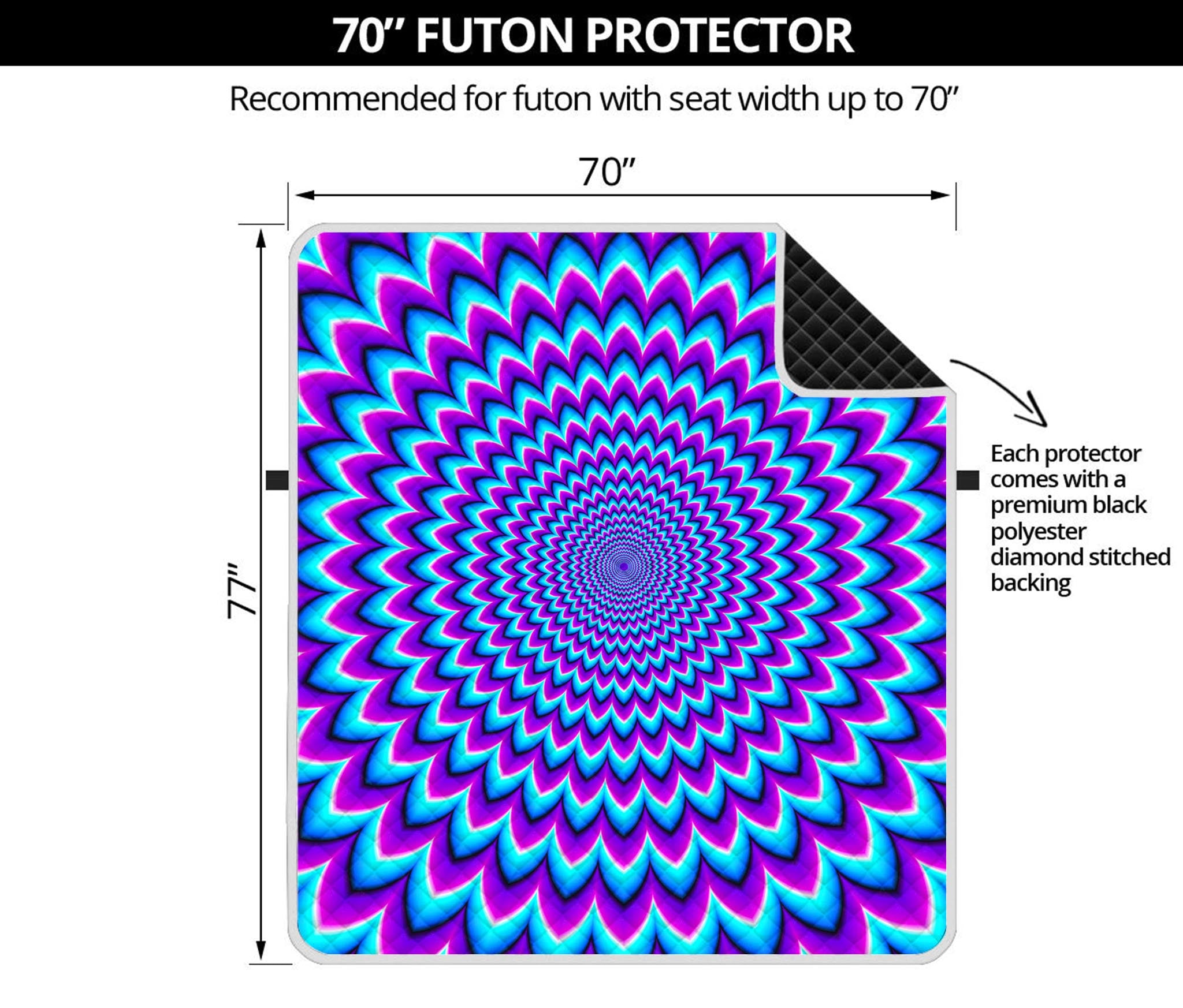 Blue Expansion Moving Optical Illusion Futon Protector