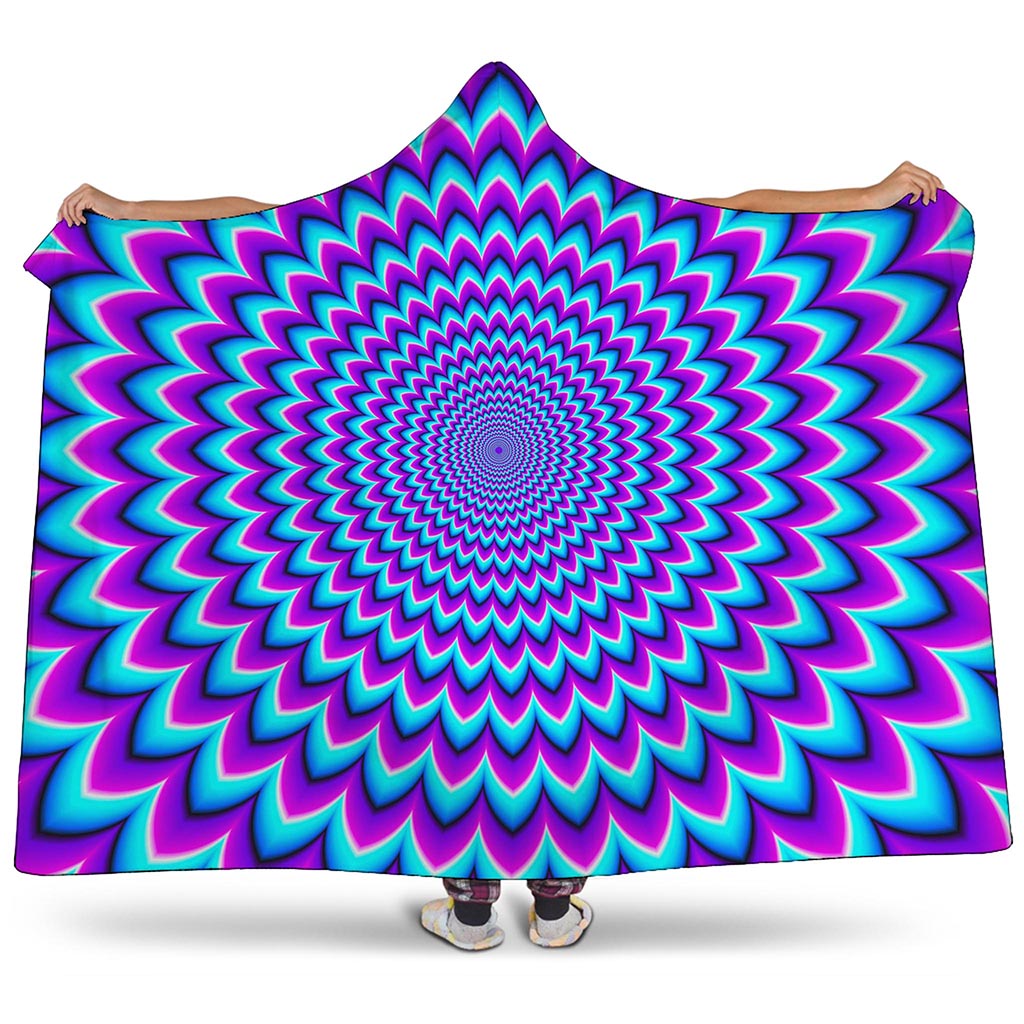 Blue Expansion Moving Optical Illusion Hooded Blanket