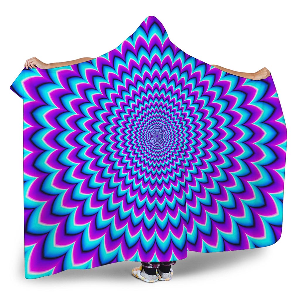 Blue Expansion Moving Optical Illusion Hooded Blanket