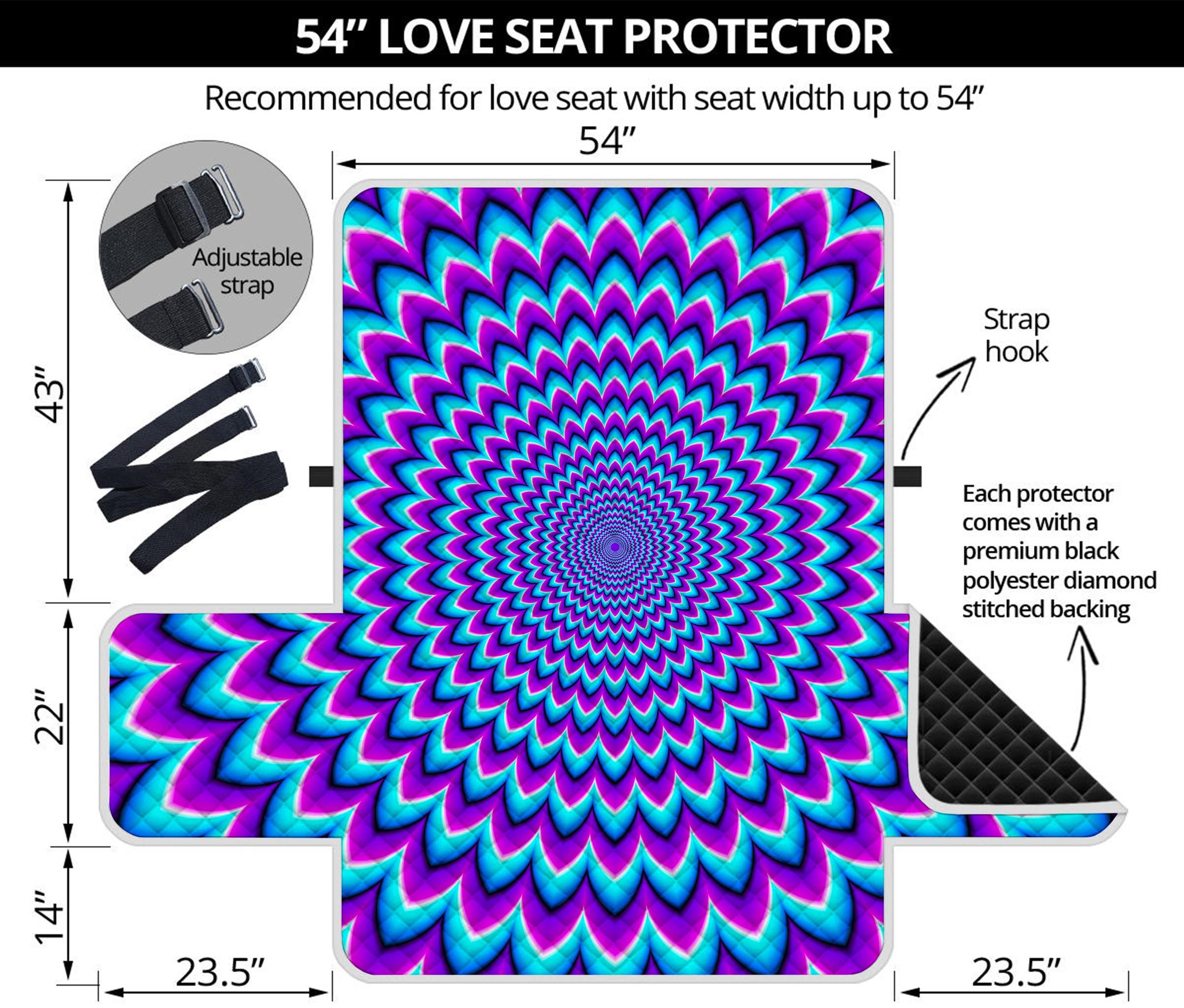 Blue Expansion Moving Optical Illusion Loveseat Protector