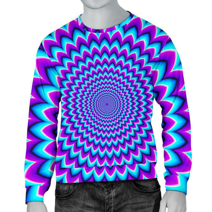 Blue Expansion Moving Optical Illusion Men's Crewneck Sweatshirt GearFrost