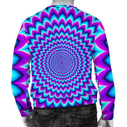 Blue Expansion Moving Optical Illusion Men's Crewneck Sweatshirt GearFrost