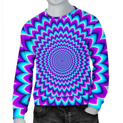 Blue Expansion Moving Optical Illusion Men's Crewneck Sweatshirt GearFrost