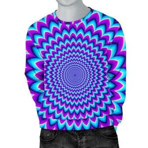 Blue Expansion Moving Optical Illusion Men's Crewneck Sweatshirt GearFrost