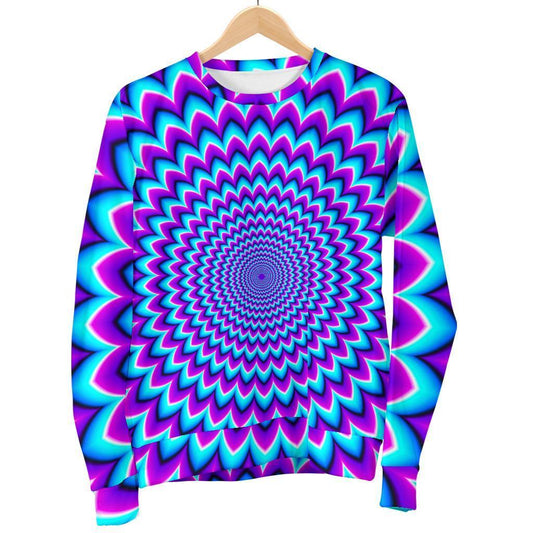 Blue Expansion Moving Optical Illusion Men's Crewneck Sweatshirt GearFrost