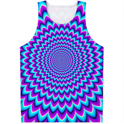 Blue Expansion Moving Optical Illusion Men's Tank Top