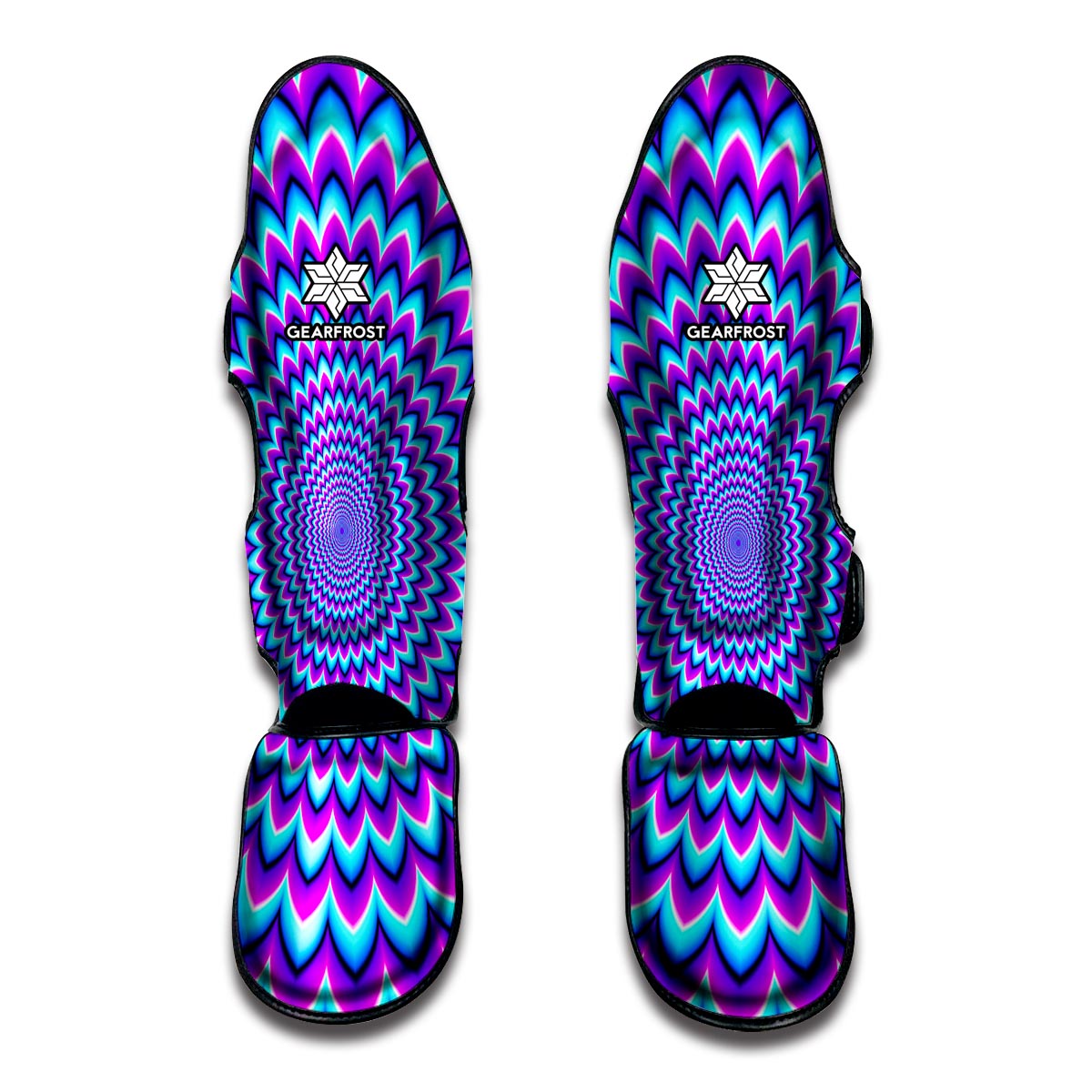 Blue Expansion Moving Optical Illusion Muay Thai Shin Guard