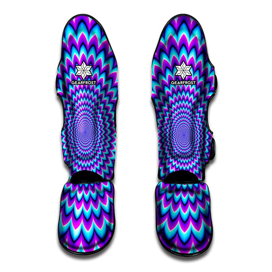 Blue Expansion Moving Optical Illusion Muay Thai Shin Guard
