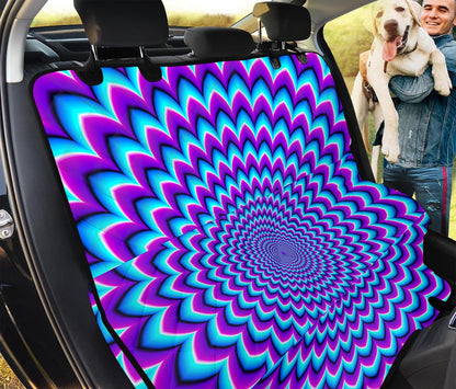 Blue Expansion Moving Optical Illusion Pet Car Back Seat Cover