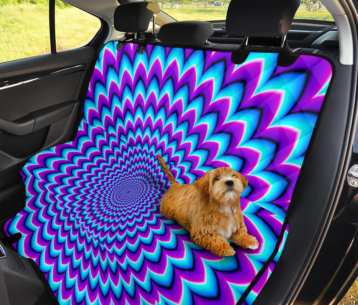 Blue Expansion Moving Optical Illusion Pet Car Back Seat Cover