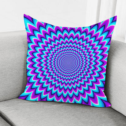 Blue Expansion Moving Optical Illusion Pillow Cover
