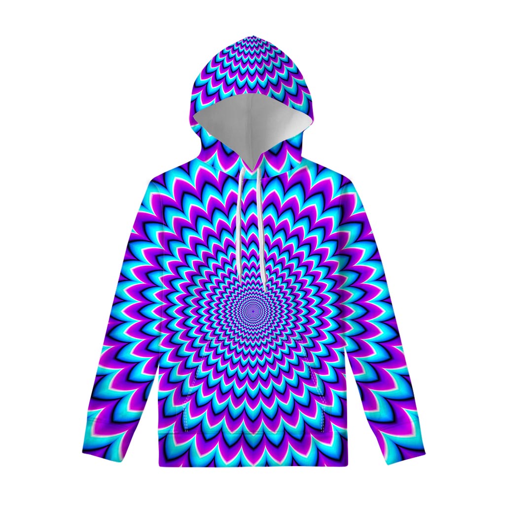 Blue Expansion Moving Optical Illusion Pullover Hoodie