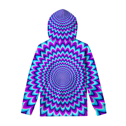 Blue Expansion Moving Optical Illusion Pullover Hoodie
