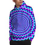 Blue Expansion Moving Optical Illusion Pullover Hoodie