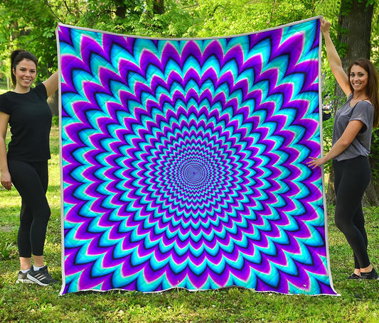 Blue Expansion Moving Optical Illusion Quilt