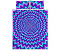 Blue Expansion Moving Optical Illusion Quilt Bed Set