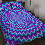 Blue Expansion Moving Optical Illusion Quilt Bed Set