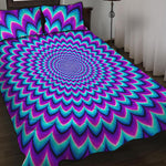 Blue Expansion Moving Optical Illusion Quilt Bed Set