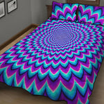 Blue Expansion Moving Optical Illusion Quilt Bed Set