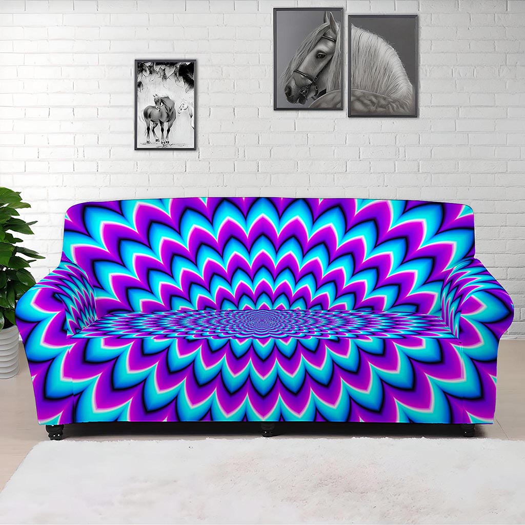 Blue Expansion Moving Optical Illusion Sofa Cover