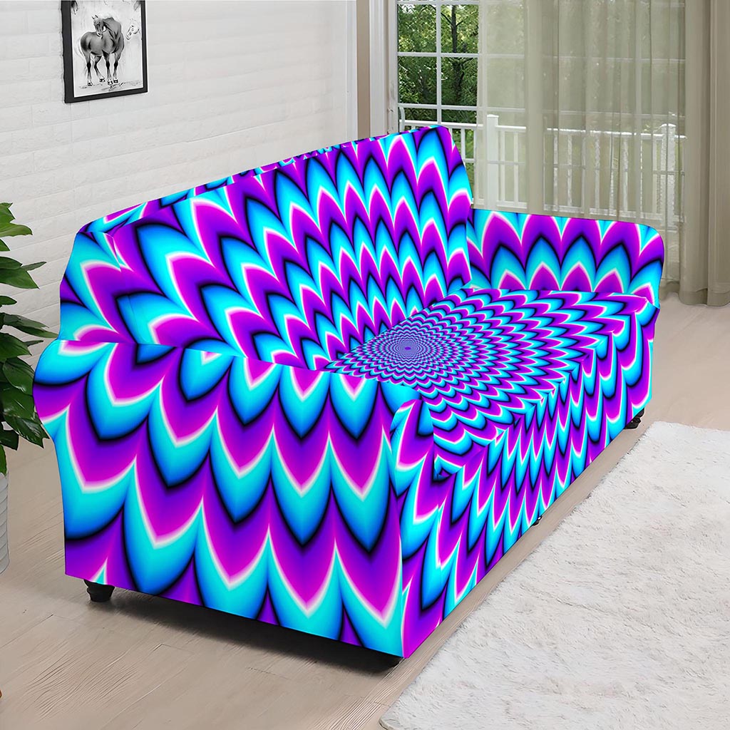 Blue Expansion Moving Optical Illusion Sofa Cover