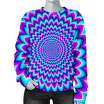 Blue Expansion Moving Optical Illusion Women's Crewneck Sweatshirt GearFrost