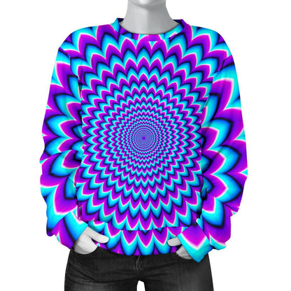Blue Expansion Moving Optical Illusion Women's Crewneck Sweatshirt GearFrost
