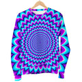 Blue Expansion Moving Optical Illusion Women's Crewneck Sweatshirt