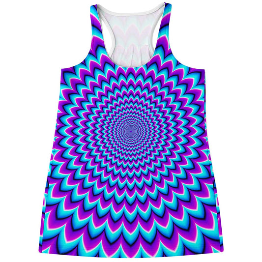 Blue Expansion Moving Optical Illusion Women's Racerback Tank Top